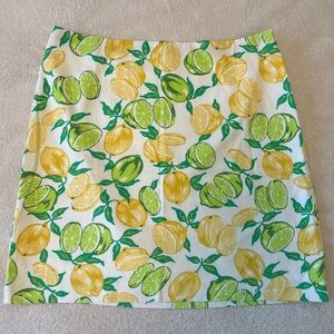 Talbots Lemon & Like Print Skirt - Green and Yellow
